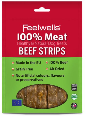 Feelwells 100% Meat Treats Beef Strips, 10 x 100 g