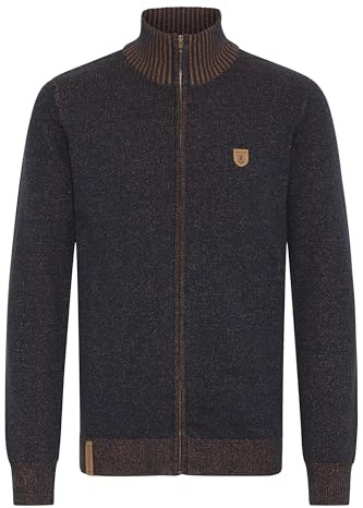 Indicode IDAndy Herren Strickjacke Cardigan Grobstrick Pullover mit Stehkragen Reißverschluss Baumwollmischung Regular fit, Größe:3XL, Farbe:Navy (400)