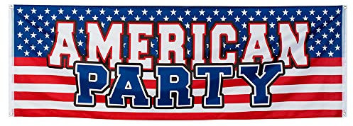Boland 44953 - Banner USA, Größe 74 x 220 cm, Dekoration, Girlande, American Party, Stars and Stripes, Themenparty, Mottoparty