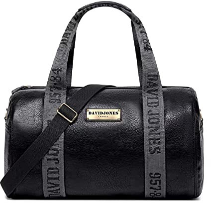 David Jones - Damen Herren Reisetasche Handgepäck Weekender - Duffle Travel Bag PU Leder - Sporttasche Fitness Gym Tasche - Große Kapazität Multifunktionale Schultertasche Umhängetasche - Schwarz