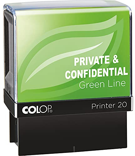 COLOP Printer 20 Stempel mit grüner Linienführung, für Private und vertrauliche Anlässe, rote Tinte