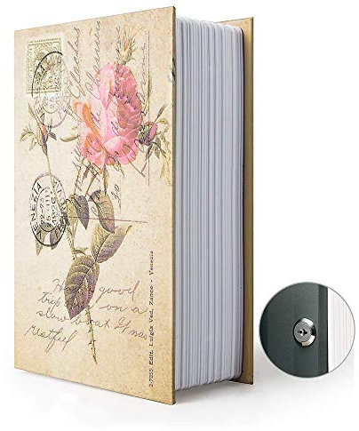 PACOLO Petit coffre-fort de diversion en forme de livre avec serrure à combinaison de sécurité/clé, rose