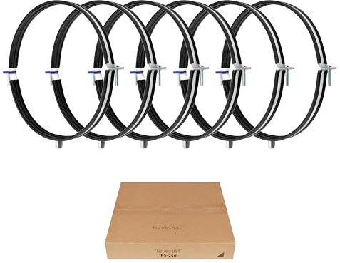 neverest® RS Rohrschellen 250mm 6 Stk. Fallrohrschelle Stahl Verzinkt mit Gummidichtung Anschluss-Kombigewinde M8/10