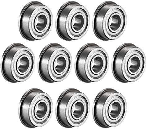 sourcing map 10Stk. F605ZZ Flanschkugel Kugellager 5x14x5mm doppelt abgeschirmt (GCr15) Chromstahllager
