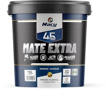Macy Pintura Plástica Mate Súper para Interior y Exterior, 4 Litros, Color Negro
