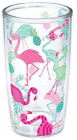 Tervis Thermobecher mit Flamingo-Muster, Kunststoff, transparent