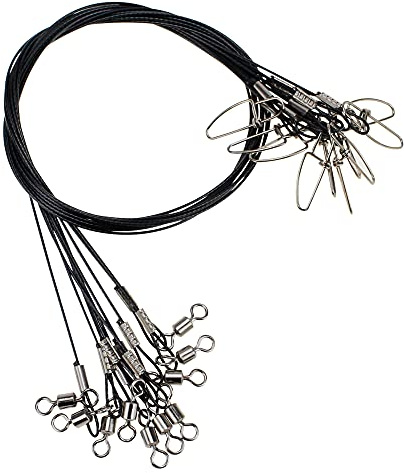 Joyiii 20Pcs 19inch Over 100Lb Fishing Wire Leaders Heavy Duty Fishing Stainless Steel Wire Leaders with Swivels and Snaps