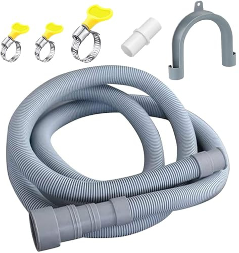 Lyplus 3 m Waschmaschinen-Ablaufschlauch mit Klemme, Universal-Verlängerungsschlauch-Set für Waschmaschine, Trockner, schwere Schläuche passen bis zu 1-1/2 Zoll Ablaufauslässe, GE, Samsung