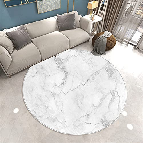 Sticker Superb. Runder Teppich Marmor 3D Schwarz Weiß Grau Nordic Wohnzimmer Dekoration Rutschfester Rugs Schlafzimmer Baby Spiel Krabbelmaschine Waschbar (Grau, 150 cm)
