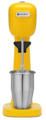 HENDI Getränkemixer, inkl. 2 Mischbecher, 4 Rührwerken, für Milchshakes, Freddo Cappuccino, Frappés, Milchshake Maker, Drink mixer, 0,5L, 230V/400W, 170x196x(H)490mm, ABS, Edelstahl, gelb