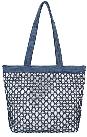 LA HUATE Sac à main en coton tissé à la main décontracté d'été plage fourre-tout fait main paille sac à bandoulière, Xx-bleu, Taille unique