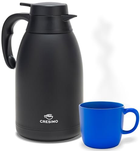 Cresimo Caraffa termica per caffè in acciaio inox, 1927,8 g, con doppia parete, 12 ore di ritenzione del calore, 2 litri di tè, acqua e caffè