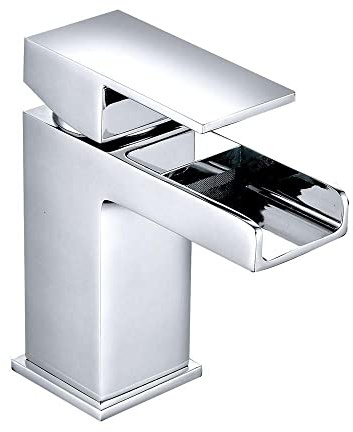 Aquariss Modern Mini Bathroom Waterfall Mono Basin Mixer Tap Chrome