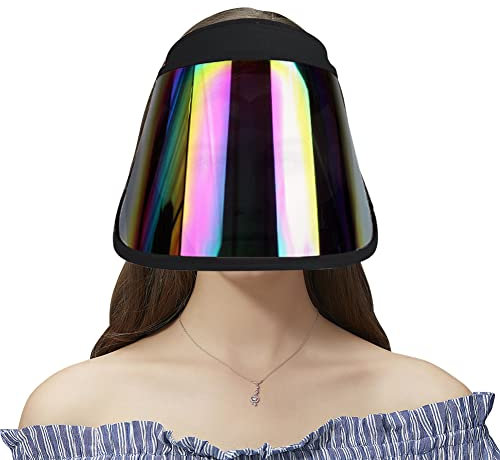 Face_Shield Sonnenblende, UV-Schutz, Sommer-Sonnenkappe, ideal für Oudtoor, Wandern, Camping, Golf, Tennis, Radfahren, Schwarz, 2-8