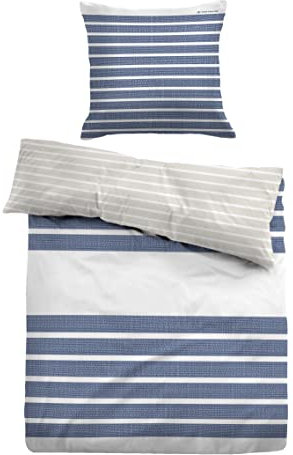 TOM TAILOR 0067693 Bettwäsche Garnitur mit Kopfkissenbezug Satin - Aurin 1x 135x200 cm + 1x 80x80 cm, Indigo Blue