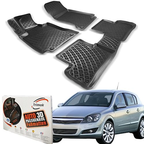 Trimak Passgenau 3D Fussmatten Auto Kompatibel mit Opel Astra J 2009-2016 Auto Zubehör 1. Und 2. Reihe Gummimatten Autos TPE Allwetter Geruchlos rutschfest Vorne und Hinten Schwartz