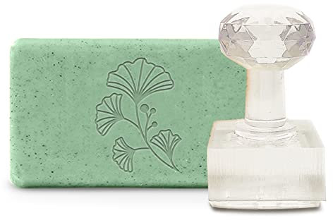 CRASPIRE Handgefertigter Seifenstempel Ginkgo Biloba Acrylseife Stempel mit 4 cm abnehmbarem Griff Prägung Seife Stempel Seifenherstellung für Kekse Ton Keramik Kekse Gummier DIY Kunst Handwerk