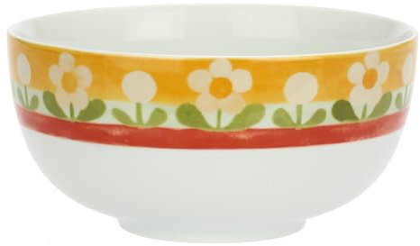 THUN, Ciotola Poke in Porcellana Decorata a Mano con Motivi Floreali, Linea Florianne, Idea Regalo, Ø 20 cm