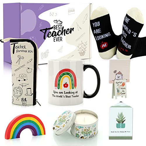 exreizst 8pc Set regalo per maestre,idee regalo insegnanti, maestre pensione,la maestra di scuola materna, maestre tranquillo e l'assistente all'insegnante.regalo perfetto per professore