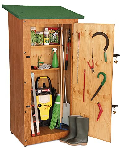 Armadio Porta attrezzi In Legno Da Giardino Box Attrezzi per Esterno ripostiglio capanno MADE IN ITALY Mod. Tevere Ingombro 110x90xH185 Int. 100x82xH185