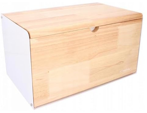 MIKONI Brotkasten mit Schneidebrett BASILICO Rollbrotkasten Holz Brotbox in 2 Farben (Weiß)