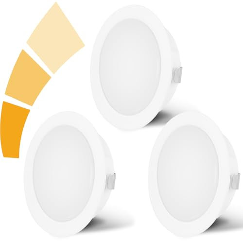KYOTECH LED Möbeleinbauleuchte Dimmbar 230V 4W 4000K Neutralweiß G4 LED 300LM Leuchtmittel Möbel Einbaustrahler, Bohrloch 55-58mm und 20mm Flache, Edelstahl gebürstet weiß-3er Set