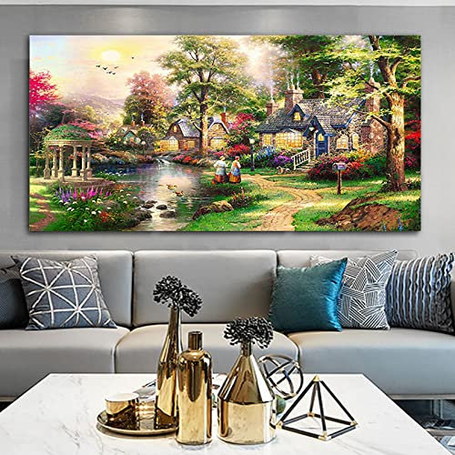 ZGmaxCL DIY 5D Diamant Malerei Set Puzzles Diamant Painting Bilder Erwachsene Groß Gartenhäuschen Schlafzimmer Wohnzimmer Deko 110x50cm