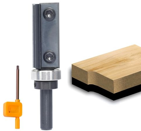 Sinoprotools Wendeplatten Bündigfräser,8mm Schaft Schnittlänge 40mm,Bündiger Fräser mit 4-seitigen Austauschbare Hartmetall(HW),mit Kugellager,für Holzbearbeitung Bündig Trimmen(S=8,Ф=19,I=40)