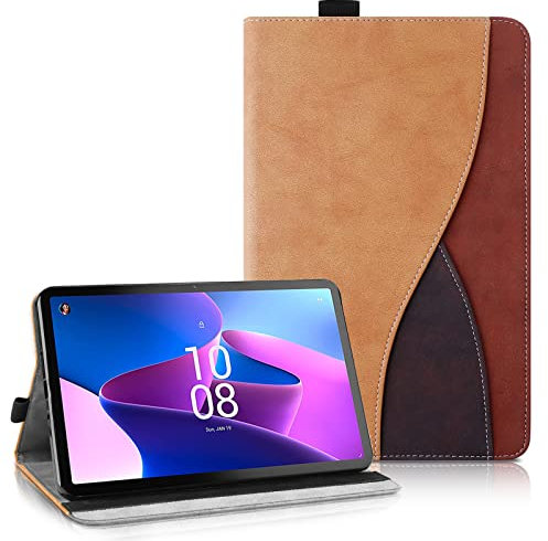 Aswant Custodia Tablet Lenovo Tab M10 Plus (3rd Gen) 10.6 TB128FU/TB125FU, Pelle PU con Funzione Stand, Auto Svegliati/Sonno Cover per Lenovo Tab M10 Plus 10.6 Pollici 2023 (Marrone)