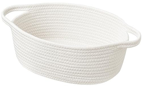 UBBCARE Kleiner gewebter Korb für Geschenke, Baumwollseil Aufbewahrungskorb für Regal, Geschenkkörbe, leer mit Griff für Hundespielzeug, Organisation, Kinderzimmer (30,5 x 20,3 x 12,7 cm)
