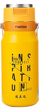 LADRENTDU Étanche Gourde Sport Gourde Isotherme Gobelet Thermos Inox 316 Grande Capacité Bouteille De Sport Gobelet À Eau, Orange, 600