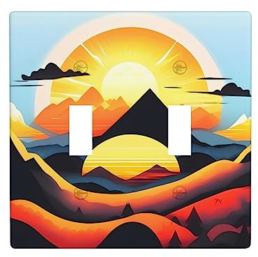 Sunrise Mountain Lichtschalter-Abdeckung, Steckdosenabdeckung, Doppelschalter, Wandplatte, dekorative Wandplatte, Standardgröße 11,4 x 11,4 cm