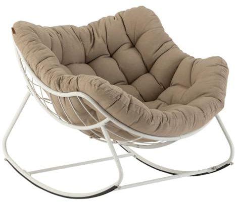Hespéride – Schaukel‑Eiersessel Paopao Beige/Weiß – Epoxidstahl Rostfrei – Super Weiches Kapitoniertes Kissen – 96x109x83 cm