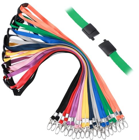 Segus Tour de Cou Porte Clé, 20 Pièces Porte Badge Tour de Cou, avec Clip de Sécurité e Boucle Pivotante en Métal, Lanyard pour Clés, Porte - Cartes et Badges (10 Couleurs)