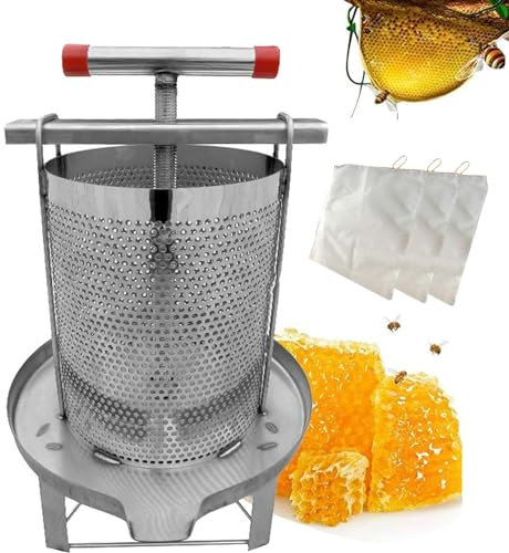 Lambo Manuale 'estrattore di - Centrifuga per Addensato in Acciaio Inossidabile per Uso Alimentare con 3 filtri per,Pressa Manuale per per Uso Domestico per Cera, Frutta, Vino, Forniture