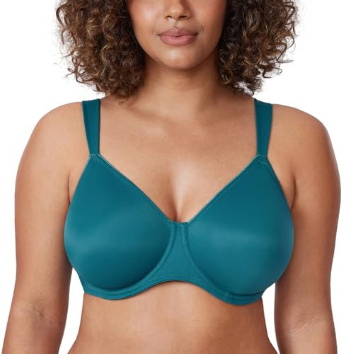 DELIMIRA Femme Soutien Gorge Minimiseur Grande Taille avec Armature Maintien Tasse Lisse Boréalis Vert 95D