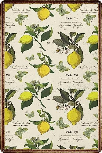GQWJKSZ Retro Lemon Tree Metal Tin Sign Vintage Aluminum Sign for Home Office Bathroom Coffee Wall Decor 8x12 Inch