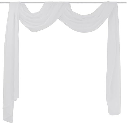 FENLAX Dünner Voile Querbehang 140x600 cm Weiß Gardinen Querbehang Traubogen Stoff Dekostoff Stoff für Hausbett Traubogen Deko Hausbett Dekoration Mädchen Gardinen Deko Hausbett Vorhang Mädchen