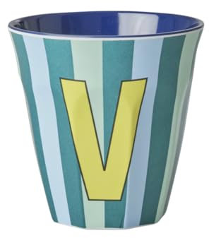 Auswahl Varzi Briefpapier Seit 1956 Reis Glas Melamin Buchstabe V Streifen Blau Und Grün