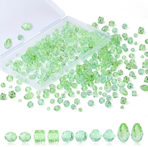 XIANNVXI Grün Glasperlen zum Auffädeln, Bastelperlen Set 4/6/8 mm Grüne Perlen zum Auffädeln, 800 Stück Glitzer Glasperlen für Armbänder Ohrringe Basteln DIY Schmuckherstellung (Grün Perlen)