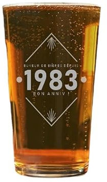 CADEAUX.COM - Verre À Bière Pinte Année Année 1983 Personnalisé 1 verre - Cadeau Personnalisable - Cadeau Anniversaire - Cadeau Homme et Femme - Cadeau Année