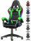 bigzzia Sedia Gaming RGB con Luci LED E Sedia Ergonomica Per Computer Per Videogiochi Reclinabile con Schienale Alto in Pelle Pu con Poggiatesta (Utilizzo di RGB, Verde)