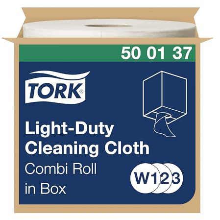 Tork Paños de Limpieza en Rollo Combi para Tareas de Limpieza Ligeras, Blanco W1/W2/W3, Uso en Seco o Húmedo, 4 x 600 unidades, 500137