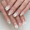 ASOMI 24 pièces faux ongles courts avec colle rose nu faux ongles mignon arc ongles charme conception acrylique ongles français perle presse sur les ongles