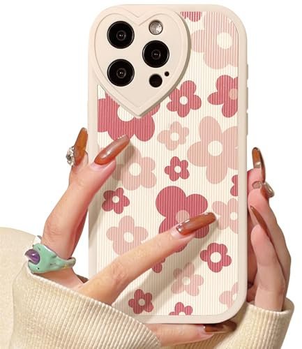 NITITOP Coque pour iPhone 13 Pro Mignonne Motif de Fleur Rose Conception avec Lentille d'amour pour Femme Fille Doux Silicone Antichoc Étui Housse - Fleur Rose