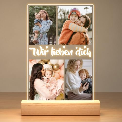 Bulaient Personalisierte Geburtstagsgeschenk für Mama & Baby, Personalisierte Bilderrahmen mit Foto, Bilderrahmen Personalisiert mit Bild, Personalisierte Weihnachts Geschenke für Mama Kinder Familie