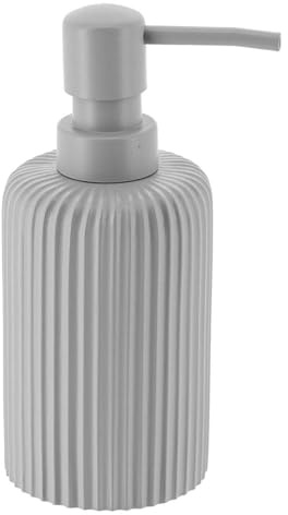 Tendance – Abgerundeter, gerillter Seifenspender aus Polyresin, 230 ml – Hellgrau – Badezimmer – Freistehendes Badezimmeraccessoire