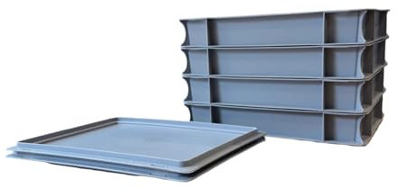 Pizza Dough Ball Proving Trays and Lids - Bread Leavening - Fits in Most Standard Fridges - Stackable (4 Trays and 2 Lids)