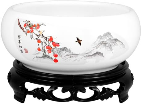 BESPORTBLE Pot de Plantation Rond en Céramique pour Nénuphar, Style Chinois