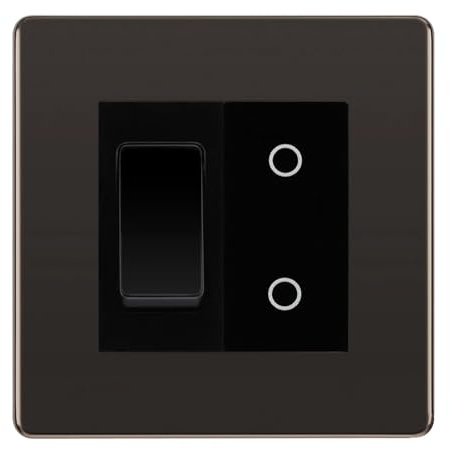 BG Black Nickel Screwless 2 Gang Custom Switch 1x 2 Way Switch 1x Secondary Touch Dimmer Black Inserts
